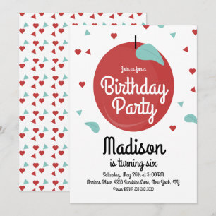 Fall Apple Confetti Coeurs Anniversaire Invitation