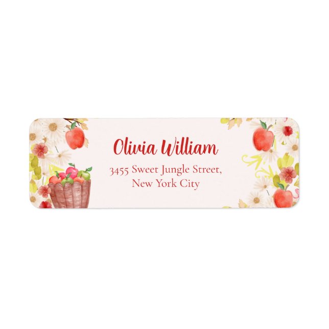 Fall Apple Gardening Baby Shower Return Address (Front)