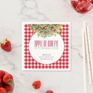 Fall Apple of Our Eye First Birthday Napkin