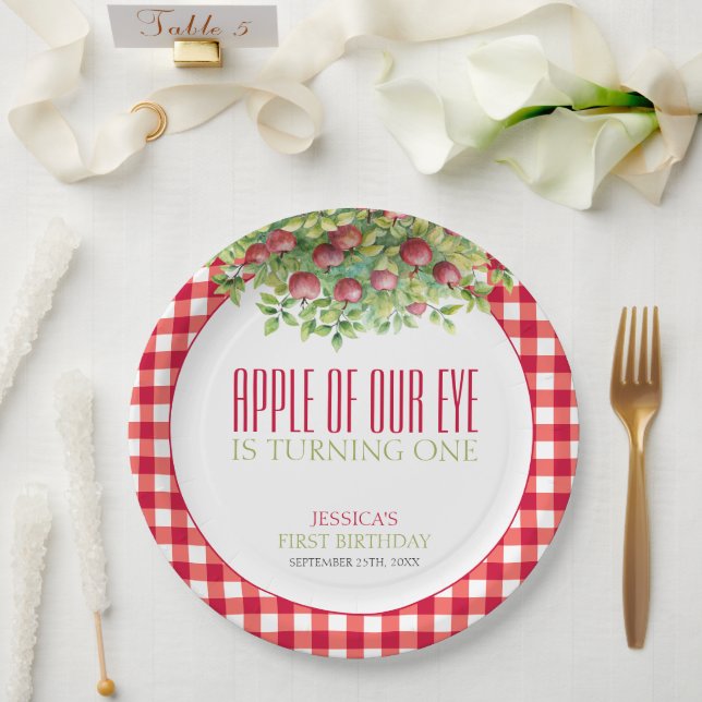 Fall Apple of Our Eye First Birthday Paper Plate (Wedding)