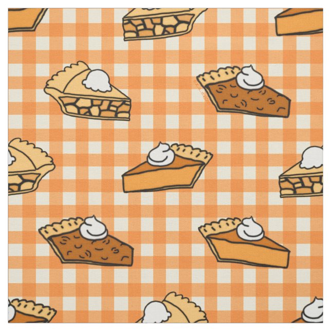 Fall Apple Pumpkin and Pecan Pie Pattern Fabric (Swatch)