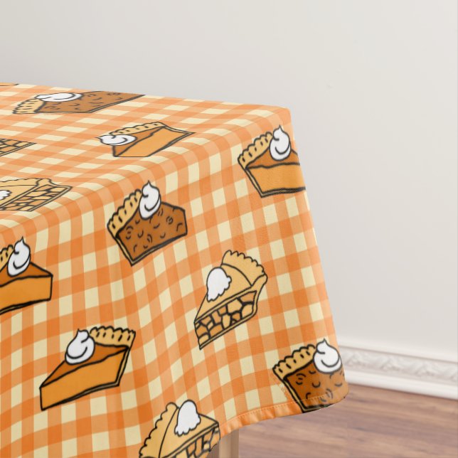 Fall Apple Pumpkin and Pecan Pie Pattern Tablecloth (In Situ)
