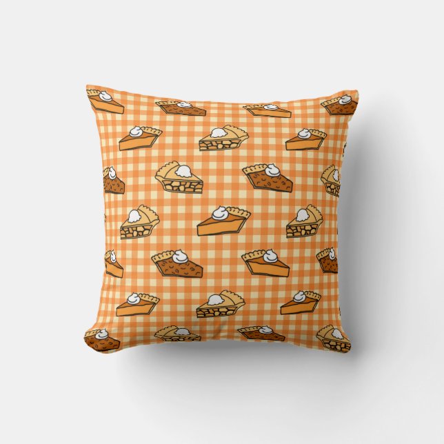 Fall Apple Pumpkin and Pecan Pie Pattern Throw Pillow (Front)