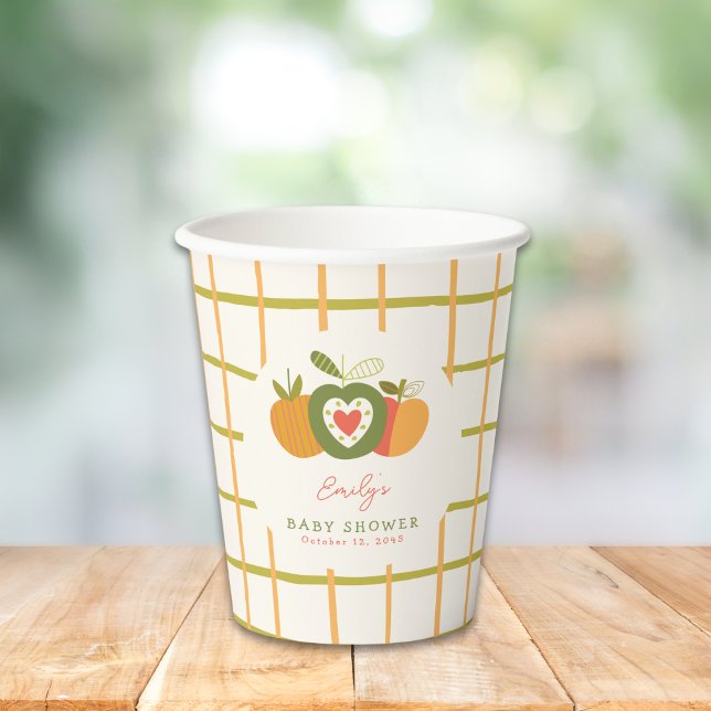  Fall Apple Theme Whimsical Baby Shower Green Paper Cups (Creator Uploaded)