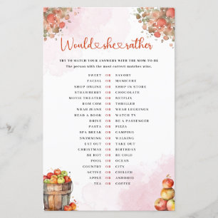 Fall Apple Would She Rather Baby Shower Game
