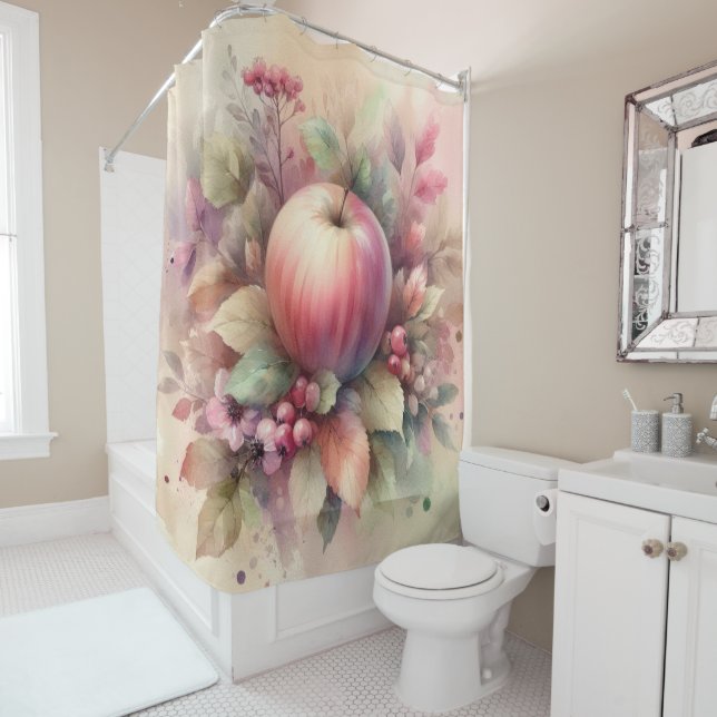 Fall apples in pastel colours watercolor painting  (In Situ)