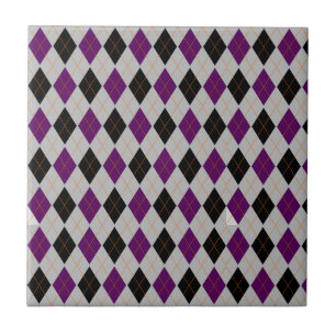 Fall Argyle Black Purple Pattern Tile