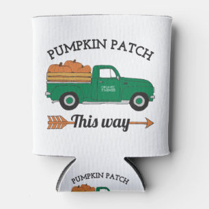 Fall Art Pumpkin Patch Old Vintage Farm Truck Art Can Cooler
