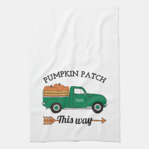 Fall Art Pumpkin Patch Old Vintage Farm Truck Art Kitchen Towel