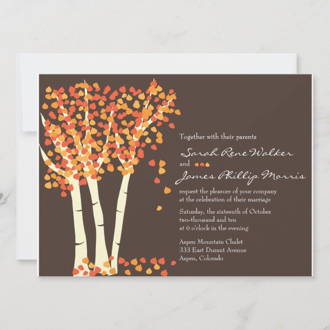 Fall Aspen Tree Wedding Invitation (Front)