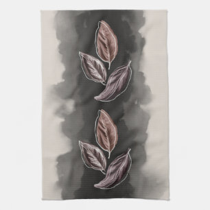 Fall Atumn Leaves Mid century Modern Kitchen Towel