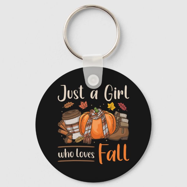 Fall Autum Just A Girl Who Loves Fall  Keychain (Front)