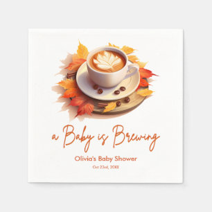 Fall Autumn A Baby is Brewing Coffee Baby Shower Napkin