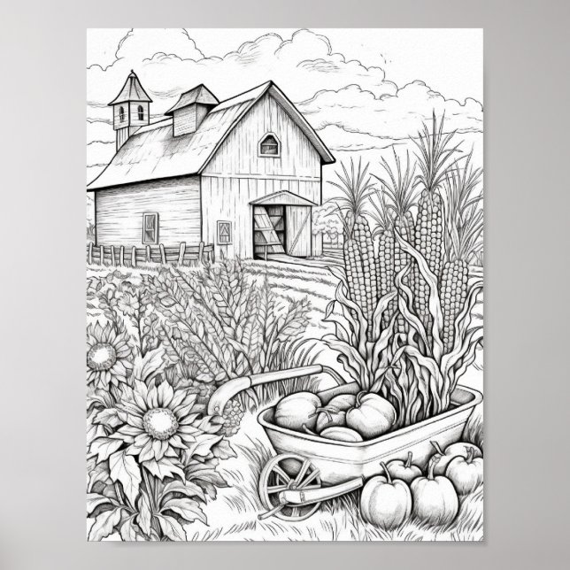 Fall/Autumn Adult Colouring Poster (Front)