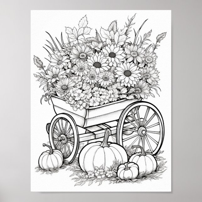Fall/Autumn Adult Colouring Poster (Front)