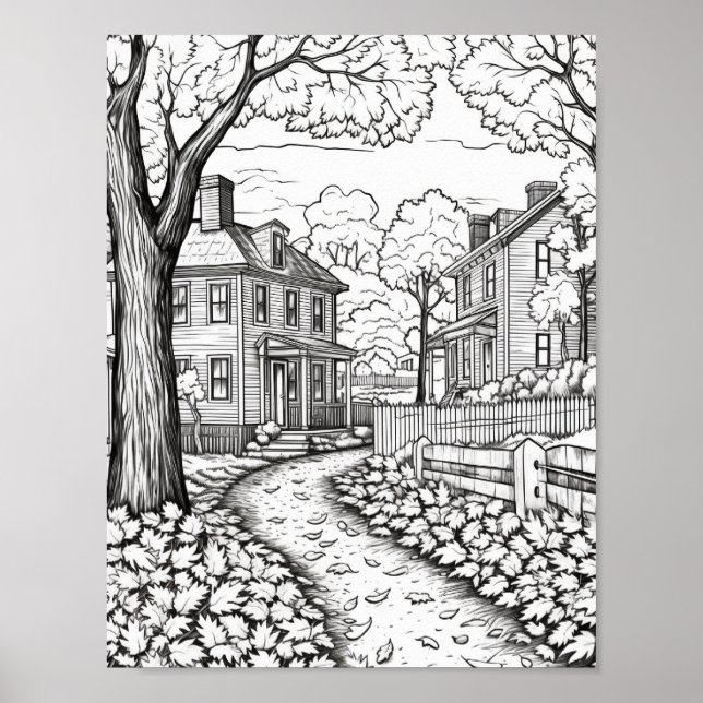 Fall/Autumn Adult Colouring Poster (Front)