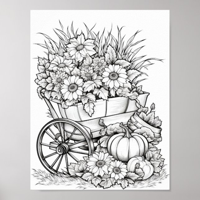 Fall/Autumn Adult Colouring Poster (Front)