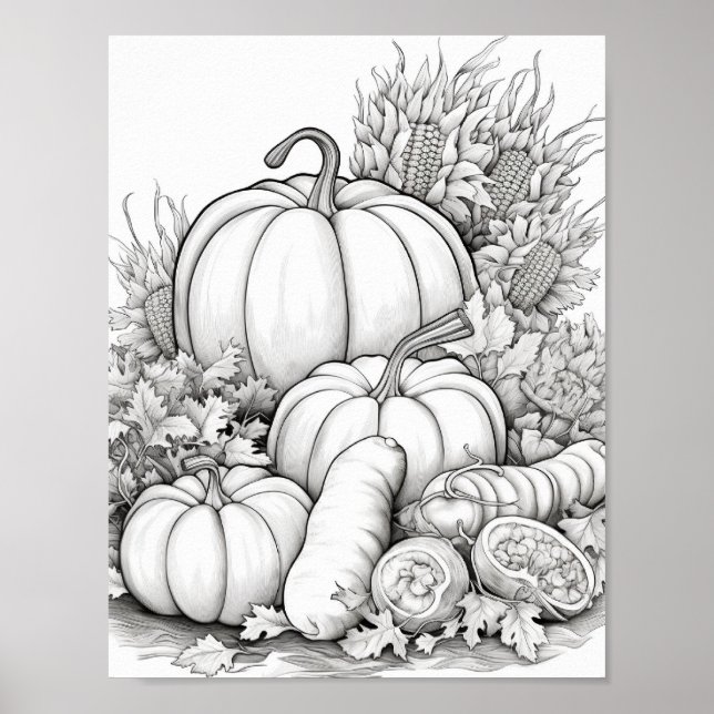Fall/Autumn Adult Colouring Poster (Front)