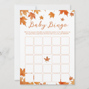 Fall Autumn Baby Shower Bingo Game Card