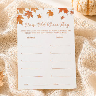 Fall Autumn Baby Shower Guess The Age Game Card