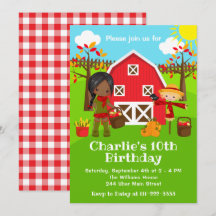 Fall Autumn Barnyard Birthday Dark Skin Girl