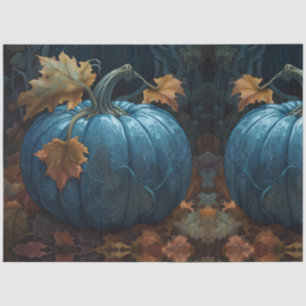 Fall Autumn Blue Pumpkin Fairytale Decoupage Paper