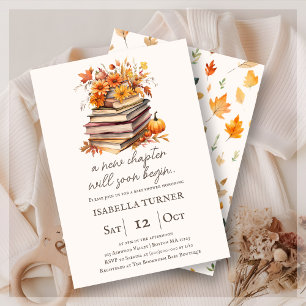 Fall Autumn Book Theme Baby Shower Invitation