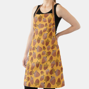 Fall Autumn Brown Acorns Harvest Gold Patterned Apron