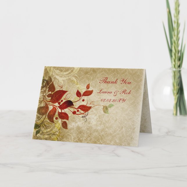 fall autumn brown wedding Thank You (Front)