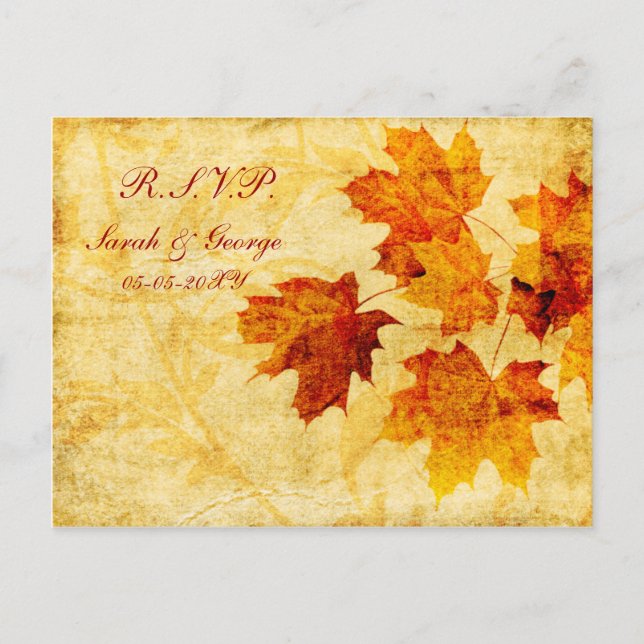 fall autumn brown winter Wedding rsvp card (Front)