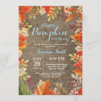 Fall Autumn Burlap Boy Baby Shower Invitation