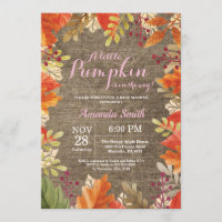 Fall Autumn Burlap Girl Baby Shower Invitation