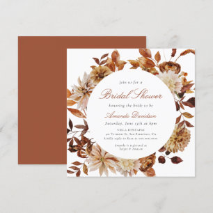 Fall Autumn Burnt Orange Floral Boho Bridal Shower Invitation