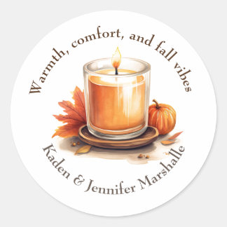 Fall Autumn Candle Classic Round Sticker