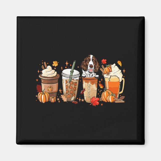 Fall Autumn Coffee English Springer Spaniel Dog Magnet (Front)