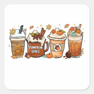 Fall Autumn Coffee Pumpkin Spice Square Sticker