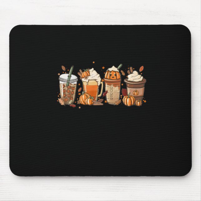 Fall Autumn Coffee Thanksgiving Pumpkin Halloween Mouse Pad (Front)