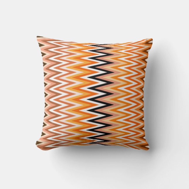 Fall Autumn Colour Chevron Pattern Throw Pillow (Front)
