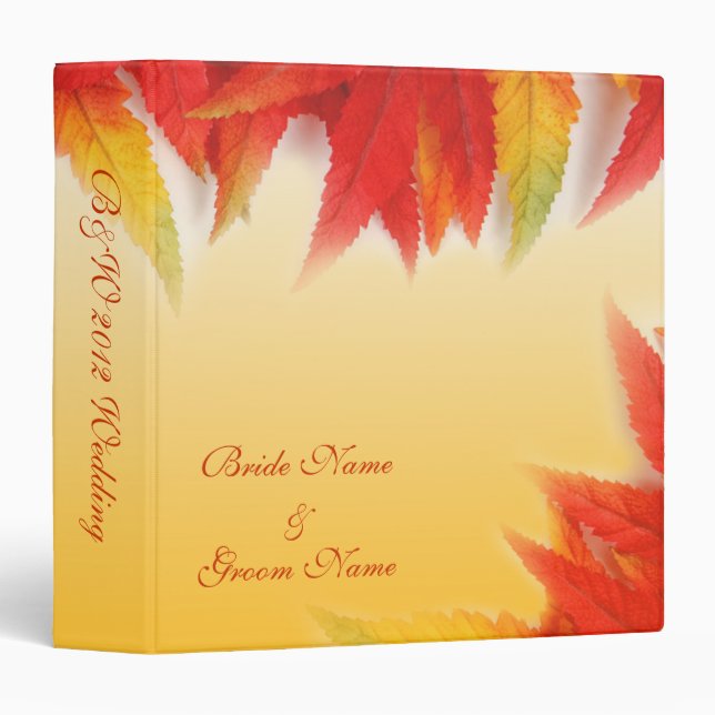 Fall, autumn colour leaves wedding binder (Front/Spine)