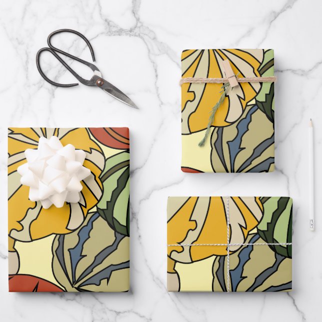 Fall Autumn Colourful Pumpkins Wrapping Paper Sheet (Front)