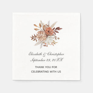 Fall Autumn Colours Floral Trendy Wedding   Napkin