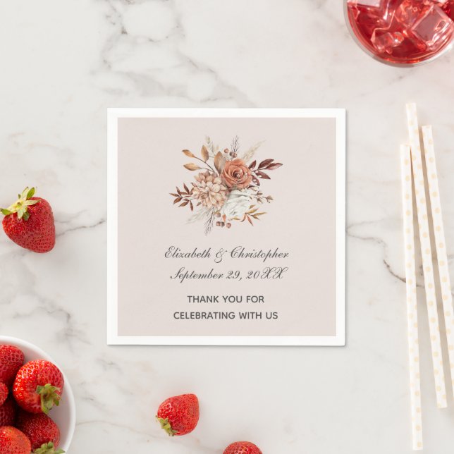 Fall Autumn Colours Floral Trendy Wedding   Napkin (Insitu)