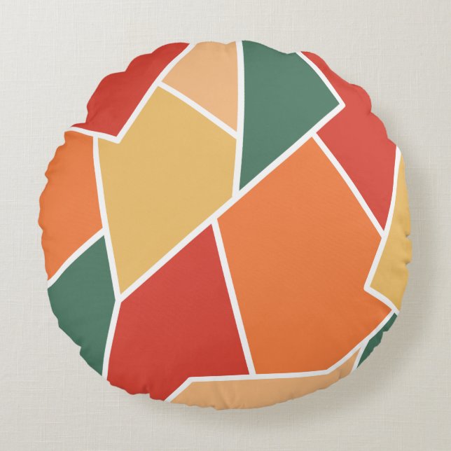 Fall Autumn Colours Geometric Shape Home Decor Round Pillow (Front)