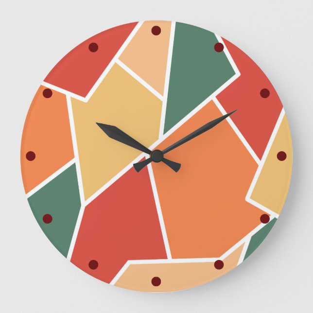Fall Autumn Colours Geometric Wall Art Home Decor Large Clock (Front)