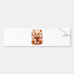 Fall Autumn Corgi Dog Cozy Bumper Sticker