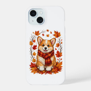 Fall Autumn Corgi Dog Cozy iPhone 15 Case