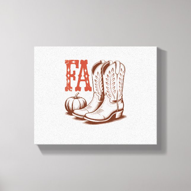 Fall Autumn Cowgirl Pumpkin Canvas Print (Front)