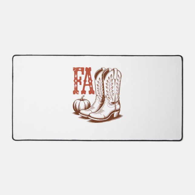 Fall Autumn Cowgirl Pumpkin Desk Mat (Front)