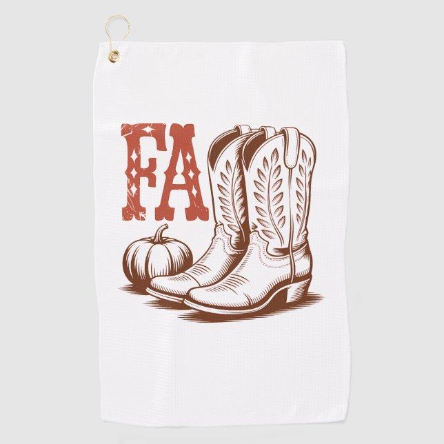 Fall Autumn Cowgirl Pumpkin Golf Towel (Front)