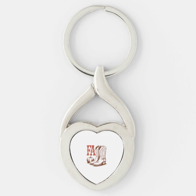 Fall Autumn Cowgirl Pumpkin Keychain (Front)